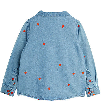 Mini Rodini Overhemd - Denim - Blauw m. Harten Mini Rodini Overhemd - Denim - Blauw m. Harten