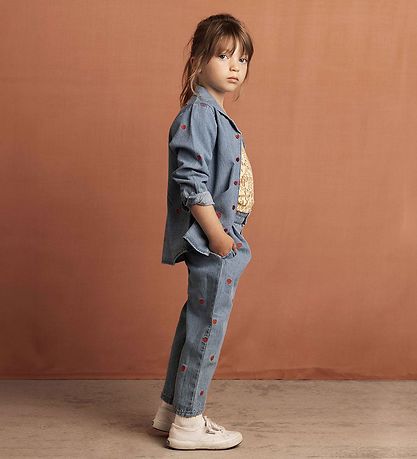 Mini Rodini Overhemd - Denim - Blauw m. Harten Mini Rodini Overhemd - Denim - Blauw m. Harten