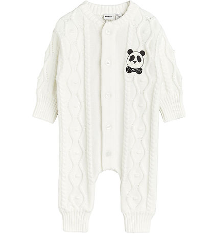 Mini Rodini Jumpsuit - Knitted - Off White w. Panda