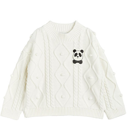 Mini Rodini 블라우스 - 니트 - 오프화이트 포함 팬더 Mini Rodini 블라우스 - 니트 - 오프화이트 포함 팬더