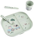Done by Deer Dinner Set w. Suction Cup - 4 Parts - Tiny Farm Gre