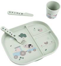 Done by Deer Dinner Set w. Suction Cup - 4 Parts - Tiny Farm Gre