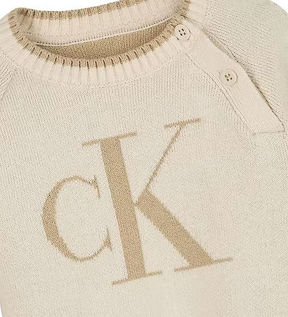 Calvin Klein Blouse - Knitted - Floffy Logo - Whitecap Gray