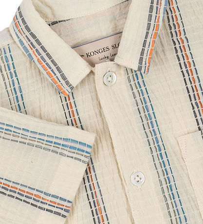 Konges Sløjd Hemd k/ä - Vincent - Antique White m. Streifen