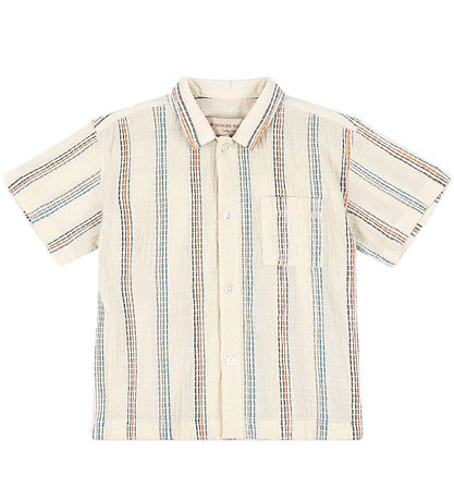 Konges Sløjd Hemd k/ä - Vincent - Antique White m. Streifen