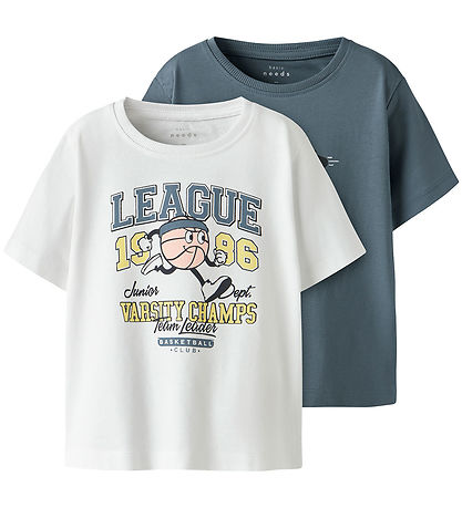 Name It T-Shirt - NmmVictor - 2er-Pack - Blue Mirage/Bright Whit