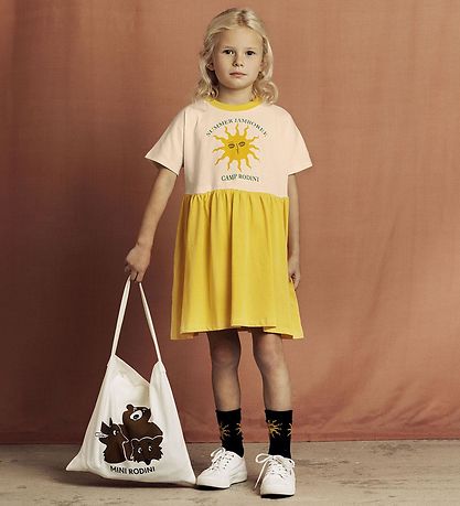 Mini Rodini Mekko - Keltainen/Offwhite M. Aurinko