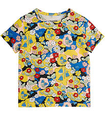 Mini Rodini T-shirt - Yellow w. Flowers Mini Rodini T-shirt - Yellow w. Flowers