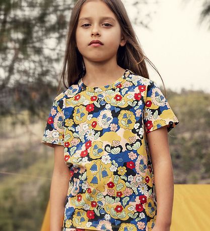 Mini Rodini T-shirt - Gul m. Blommor