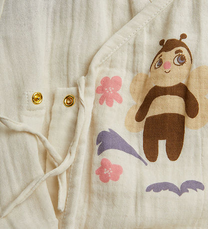 Mini Rodini Wrap Bodysuit l/s - Offwhite w. Bees