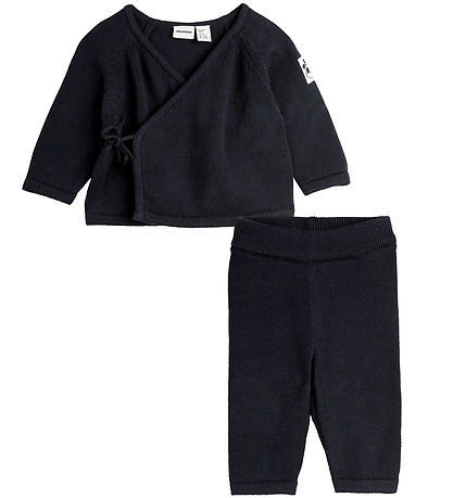 Mini Rodini Set - Tröja/Byxor - Stickad - Svart