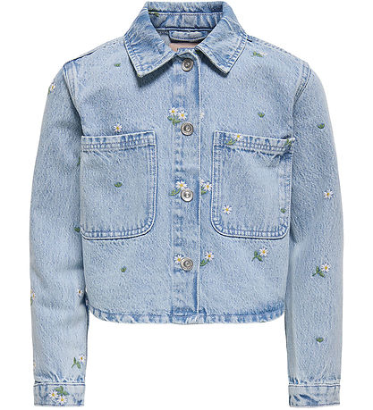Kids Only Gallajakki - CookCassie - Light Blue Denim/Flower Embr Kids Only Gallajakki - CookCassie - Light Blue Denim/Flower Embr