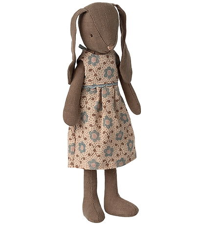 Maileg Rabbit - Dress w. Flowers - Size 2 - Brown