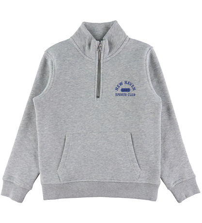 GANT Sweatshirt - Graphic Half Zip - Light Grey Melange GANT Sweatshirt - Graphic Half Zip - Light Grey Melange