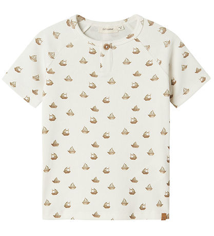 Lil' Atelier T-shirt - Rib - NmmLavo - Coconut Milk w. Boats