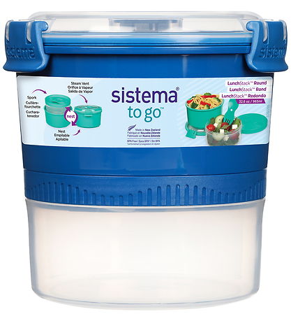 Boîte à Repas av. Couvert Sistema - Pile de déjeuner - 965 ml -  Boîte à Repas av. Couvert Sistema - Pile de déjeuner - 965 ml -