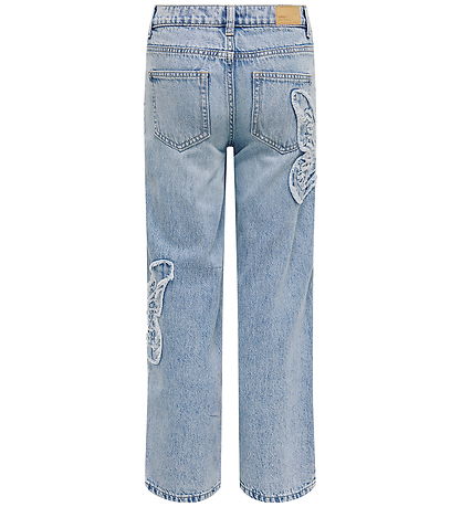 Kids Only Jeans - KogJenna - Wide - Light Blue w. Butterfly Kids Only Jeans - KogJenna - Wide - Light Blue w. Butterfly