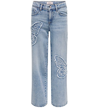 Kids Only Jeans - KogJenna - Wide - Light Blue w. Butterfly Kids Only Jeans - KogJenna - Wide - Light Blue w. Butterfly