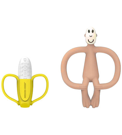 Anneau de dentition Matchstick Monkey - 2 Pack - Banana et Monke