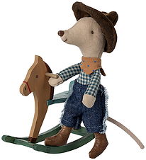 Maileg Mouse - Cowboy Mouse On Rocking Horse - Little Brother Maileg Mouse - Cowboy Mouse On Rocking Horse - Little Brother