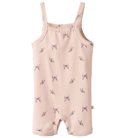 Lil' Atelier Summer Romper - NbfGayo - Peach Blush/Bow Tie