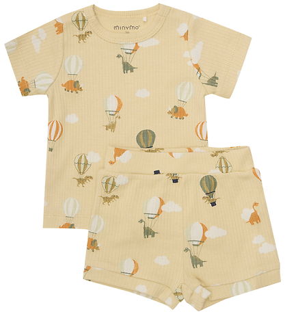 Minymo Shorts Sett - Shorts/T-skjorte - Rib - Pastinakk