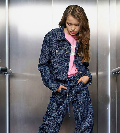Veste en Jean Kids Only - KogGianna - Dark Blue Denim/Roses Veste en Jean Kids Only - KogGianna - Dark Blue Denim/Roses