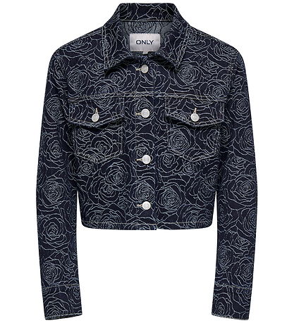 Veste en Jean Kids Only - KogGianna - Dark Blue Denim/Roses