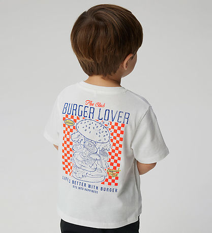 T-Shirt Name It - NmmDartin - Bright White/Amateur de hamburgers T-Shirt Name It - NmmDartin - Bright White/Amateur de hamburgers