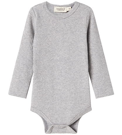 MarMar Bodysuit l/s - Rib - Modal - Noos - Light Grey Melange MarMar Bodysuit l/s - Rib - Modal - Noos - Light Grey Melange