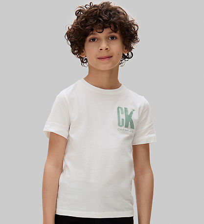 Calvin Klein T-shirt - Chest Surf Graphic - Bright White Calvin Klein T-shirt - Chest Surf Graphic - Bright White