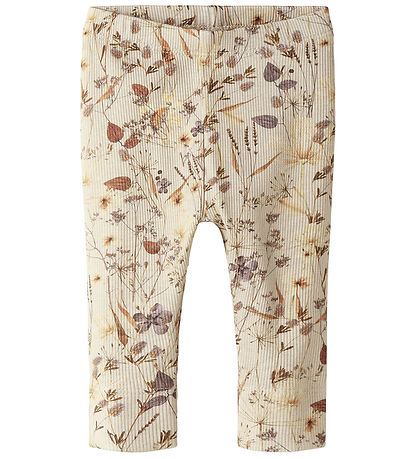 Name It Leggings - Rib - NbfNiara - Oatmeal/Woodrose
