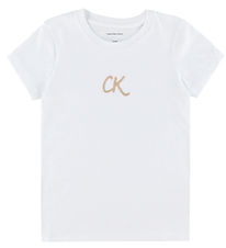 Calvin Klein 티셔츠 - 글리터 - 밝은 흰색 Calvin Klein 티셔츠 - 글리터 - 밝은 흰색