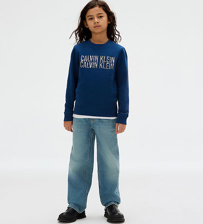 Sweat-shirt Calvin Klein - Terry Saisonnier Logo - Blue Jean Sweat-shirt Calvin Klein - Terry Saisonnier Logo - Blue Jean