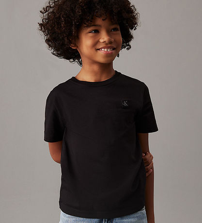 Calvin Klein T-skjorte - Mono Mini Merke - Sjekk Svart Calvin Klein T-skjorte - Mono Mini Merke - Sjekk Svart