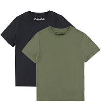 Calvin Klein 티셔츠 - 2개입 - 엠브로 로고 - 더스티 올리브/체크 블랙 Calvin Klein 티셔츠 - 2개입 - 엠브로 로고 - 더스티 올리브/체크 블랙