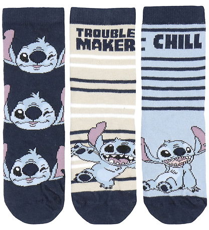 Name It Socks - 3-Pack - NmmJermaine - Stitch - Dusty Blue