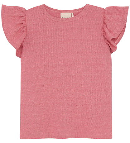 Minymo T-shirt - Rib - Glitter - Azalea Pink Minymo T-shirt - Rib - Glitter - Azalea Pink