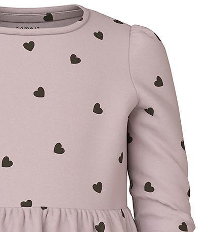 Name It Dress - NmfKheart - Burnished Lilac w. Hearts