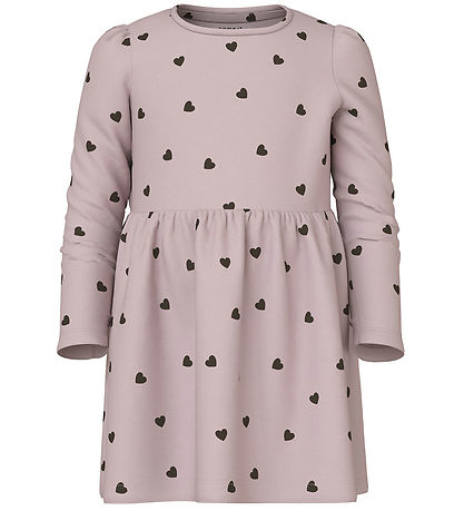 Name It Dress - NmfKheart - Burnished Lilac w. Hearts