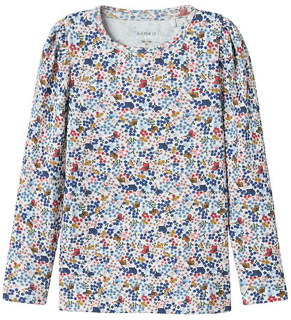 Name It Blouse - NmfKyla - Cloud Dancer w. Flowers Name It Blouse - NmfKyla - Cloud Dancer w. Flowers