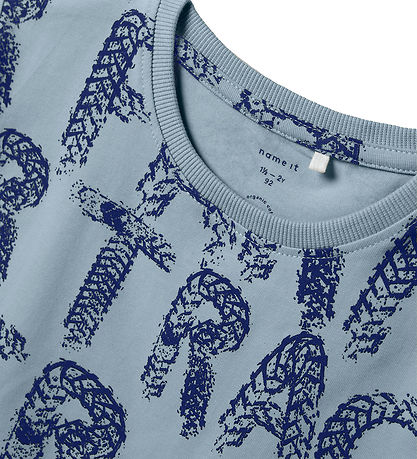 Name It T-shirt - NmmLeander - Dusty Blue w. Letters