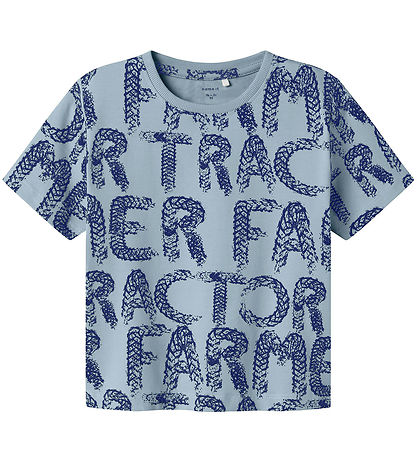Name It T-shirt - NmmLeander - Dusty Blue w. Letters