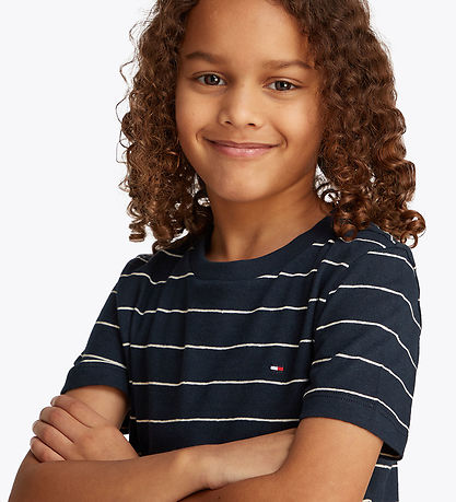Tommy Hilfiger T-shirt - YD Cotton Linen - Dark Night Navy Strip Tommy Hilfiger T-shirt - YD Cotton Linen - Dark Night Navy Strip
