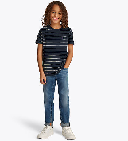 Tommy Hilfiger T-shirt - YD Cotton Linen - Dark Night Navy Strip Tommy Hilfiger T-shirt - YD Cotton Linen - Dark Night Navy Strip