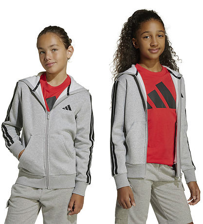 Gilet adidas Performance - J 3S FL FZ HD - Mgreyh/Black Gilet adidas Performance - J 3S FL FZ HD - Mgreyh/Black