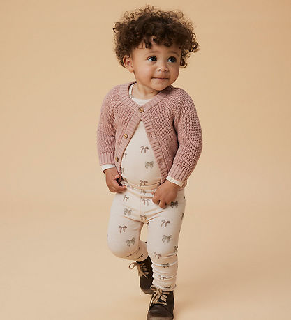 Lil' Atelier Leggings - Rib - NbfGavo - Silber Peony/Bow
