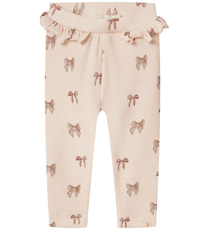 Lil' Atelier Leggings - Rib - NbfGavo - Silber Peony/Bow