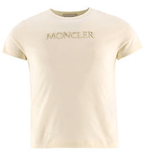 Moncler T-shirt - Cream w. Embroidery Moncler T-shirt - Cream w. Embroidery