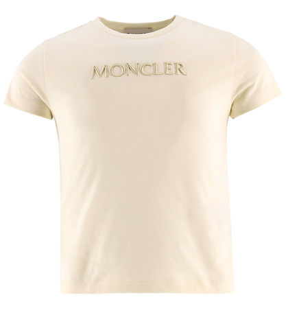 Moncler T-shirt - Cream w. Embroidery Moncler T-shirt - Cream w. Embroidery